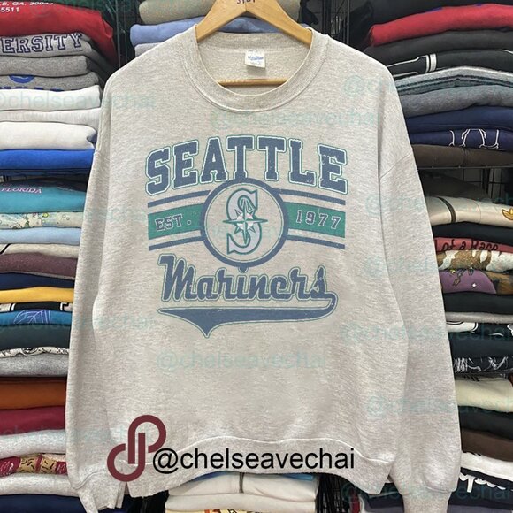 Vintage Seattle Mariners Baseball Sweatshirt, 90s MLB Seattle Mariners Shirt Tee - Picture 1 of 2